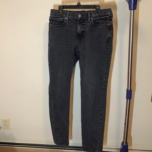 Mens XL 34/34 black jeans straight taper fit